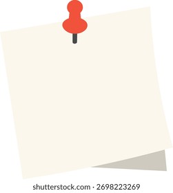 Simple memo paper with a bold red thumbtack, perfect for reminders, notes, and organization in modern workspaces and creative projects.
