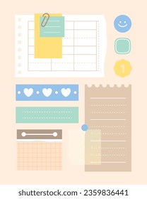 Simple Memo Paper Set Illustration 