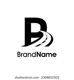 Simple and Memorable Illustration logo design way icon combine with initial B in black color.