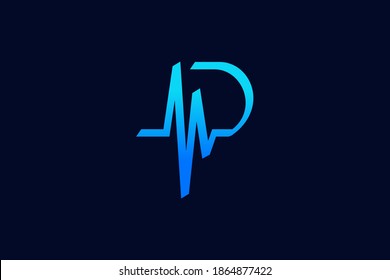 Simple and memorable logo design combining Initial P with Pulse.