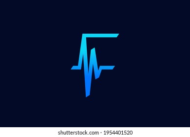 Simple and memorable logo design combining Initial F with Pulse.