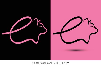 Simple and Memorable logo design Initial letter e combine with cat head. The logo good for any company and work as well in small size.