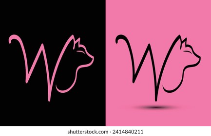 Simple and Memorable logo design Initial letter W combine with cat head. The logo good for any company and work as well in small size.