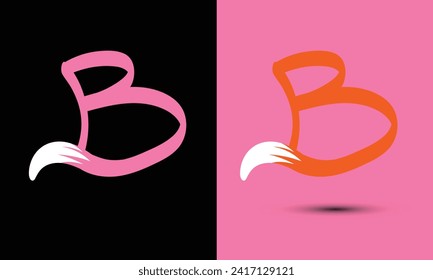 Einfaches und unvergessliches Logo-Design Initial Letter B kombiniert mit Fuchsschwanz. Das Logo ist gut für jedes Unternehmen und arbeitet auch in kleiner Größe.