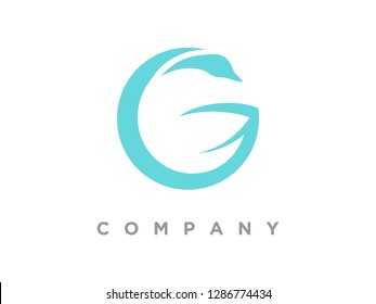 Simple and memorable logo design letter G combine with swan.