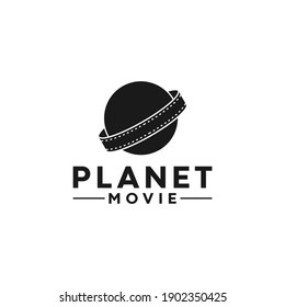 Simple and memorable movie planet logo on a white background