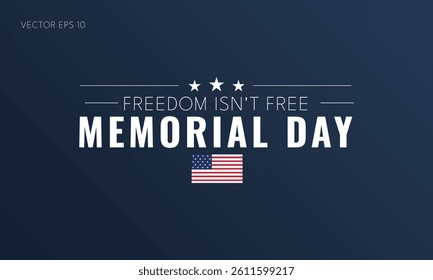 Simple Memorial Day Tribute with Flag Icon and Freedom Message