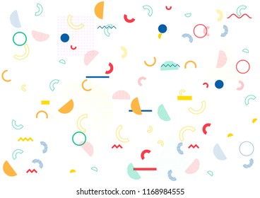 Simple Memphis Cover, Vector Seamless Pattern, Geometric Design. Trendy Futuristic Poster Business Background. Textile Retro Element Design Vintage Memphis Seamless Pattern. Hipster Flyer Background