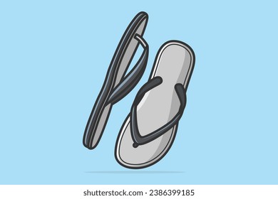 Simple Men Beach Footwear Slippers Pair vector illustration. Beauty fashion objects icon concept. Boys unique style slippers vector design with shadow.
