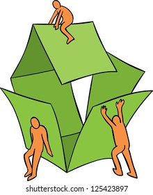 Simple men building a symbolic house vector illustration