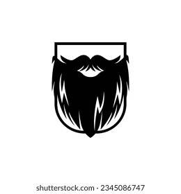 Simple Men's Beard Logo Design, Silhouette Vector Illustration