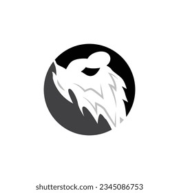 Simple Men's Beard Logo Design, Silhouette Vector Illustration