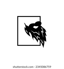 einfaches Logo für Männer-Bart, Silhouette-Vektorgrafik