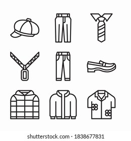 Simple Men's  Fashion Set, Vector line Icons