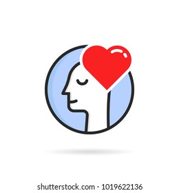 simple mental emotion like love feeling. concept of romantic sign for first date and emotional lover with passion. linear flat narcissism minimal logotype graphic design isolated on white background