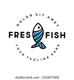 Simple Menu Fresh Fish Logo Design Seafood Restaurant and market Stock Illustration symbol. simple tuna underwater logo template