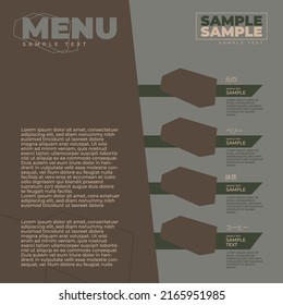 Simple Menu Template. Info Graphic For Advertising. Brown And Grey Background