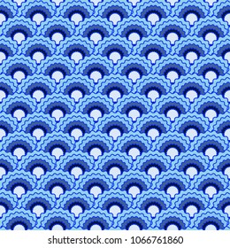 Simple mermaid scales squama background, vector seamless fabric pattern, tiled textile print. Vintage chinese squama scales seamless arc tiles mosaic. Iguana skin pattern.