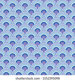 Simple mermaid scales squama background, vector seamless fabric pattern, tiled textile print. Vintage chinese squama scales seamless arc tiles surface. Mermaid skin pattern.