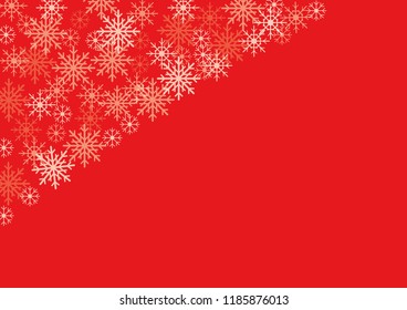 Simple Merry Christmas background with snowflakes on red background. With free space for text advertising.
