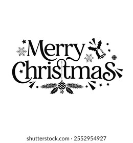 A simple Merry Christmas design badge typography lettering quotes illustration. Great design for book cover, postcard, cut file, t shirt print or poster.