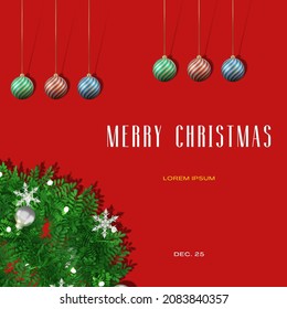 Plantilla de navidad simple con decoración minimalista 3d