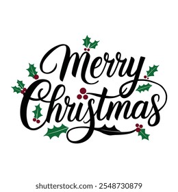 A Simple Merry Christmas Typhigraphy Design. 