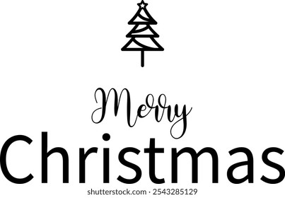 A simple Merry Christmas typography design with christmas tree