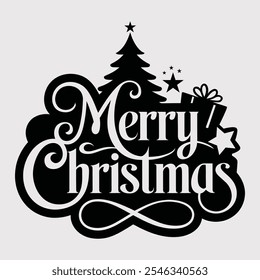 Simple Merry Christmas typography design 