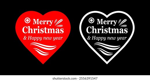 A simple Merry Christmas typography design. Vector illustration on black background