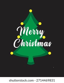  Un simple Vector de diseño de tipografía de Navidades alegres., árbol de Navidad con adornos. Para tarjetas, carteles, etiquetas de regalo, logotipo de la Navidad de la boda con el árbol de navidad