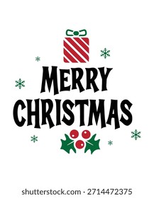 A simple Merry Christmas typography design vector, Merry christmas lettering red and green decoration logo, Christmas and new year logo vector