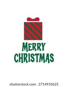 Um vetor de design de tipografia de Feliz Natal simples, letras de Feliz Natal vermelho e verde logotipo decoração, Natal e novo ano logotipo vetor
