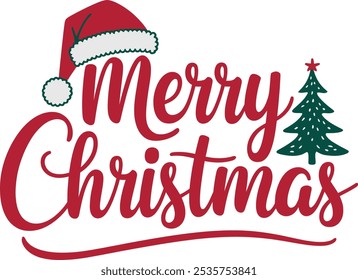 Una tipografía Simple Merry Navidades con diseño de sombrero.