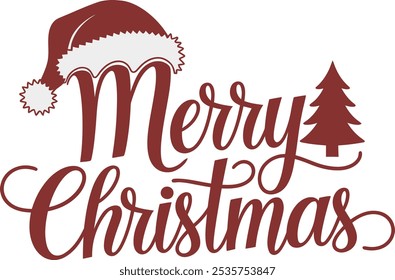 Una tipografía Simple Merry Navidades con diseño de sombrero.