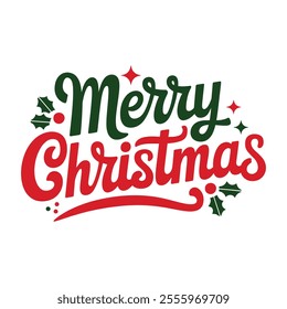 A Simple Merry Christmas typography with hat design.