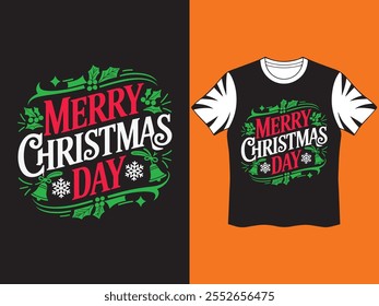 Um Simples Feliz Natal Tipografia T-Shart Design.