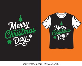 A Simple Merry Christmas Typography T-Shart Design.