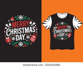 Um Simples Feliz Natal Tipografia T-Shart Design.