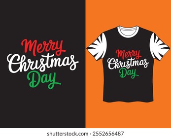 A Simple Merry Christmas Typography T-Shart Design.