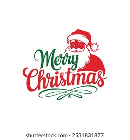 A simple Merry Christmas typography vector design and Christmas ornaments with white background