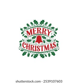 Un simple diseño de Vector de tipografía de Navidades alegres y adornos de Navidades