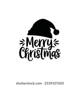 A simple Merry Christmas typography vector design and Christmas ornaments