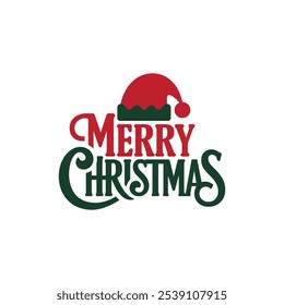 A simple Merry Christmas typography vector design and Christmas ornaments