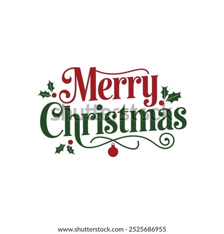 A simple Merry Christmas typography  vector design with white background