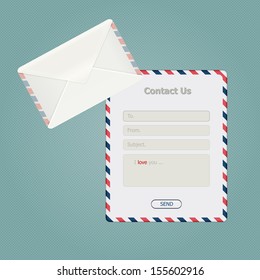 Simple message form and classic envelope, stock vector