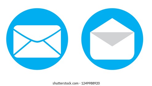 Simple message icon, envelopes with blue background circles, suitable for websites or others