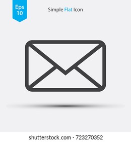 Simple Message Mail Icon. Flat Design Style. Vector Illustration