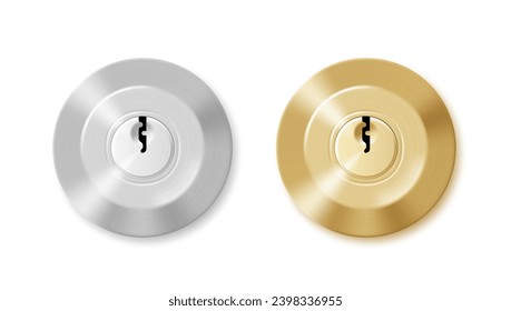 Simple Metal Door Lock Keyhole Silver And Golden Color. EPS10 Vector