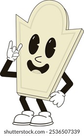 simple metal finger tombstone halloween mascot illustration with funny pose and expression